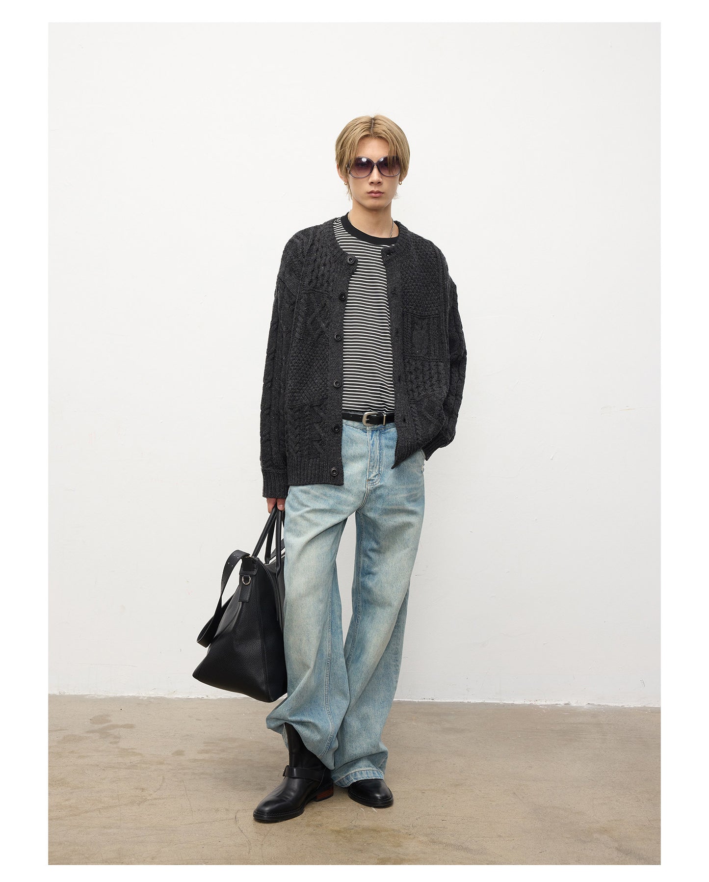 Sheep Wool Cable Knit Button Cardigan