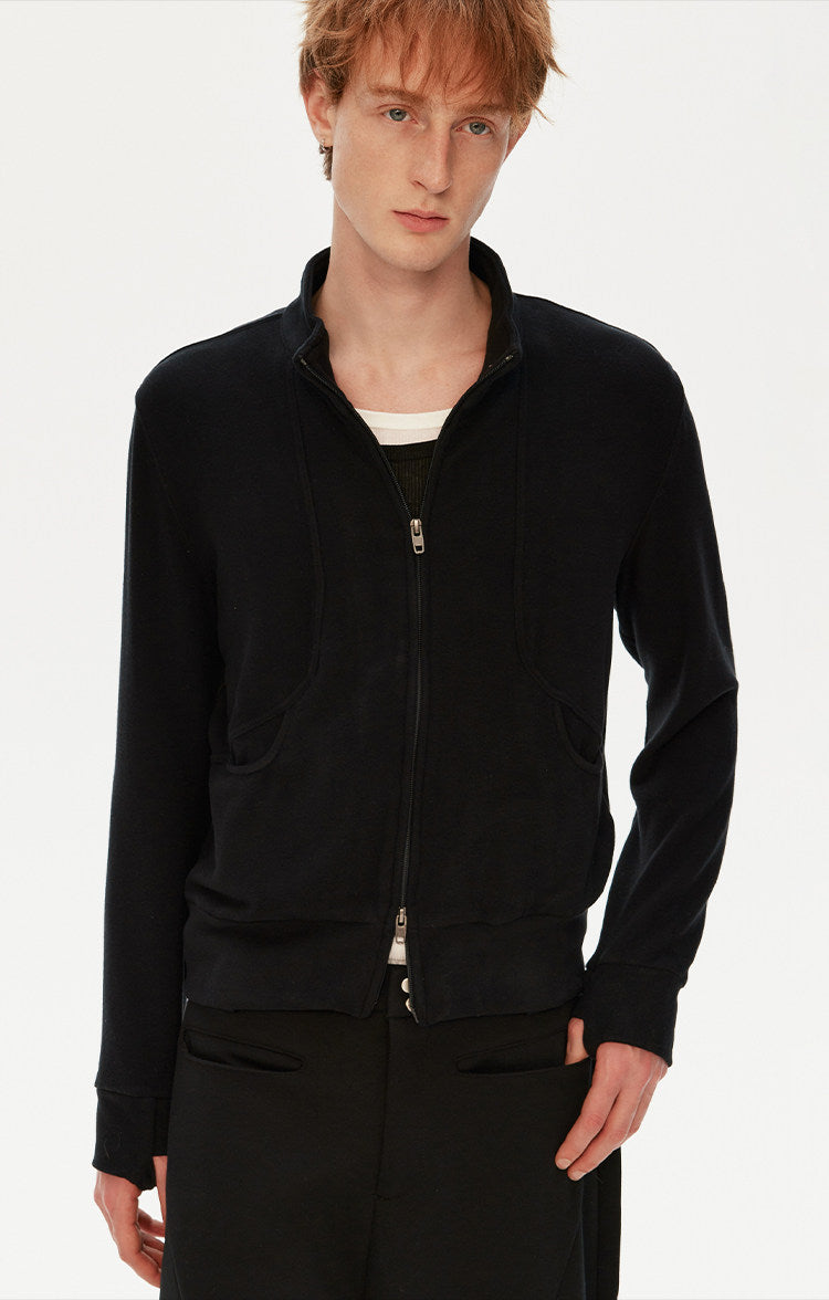 Stand-collar cropped sweatshirt
