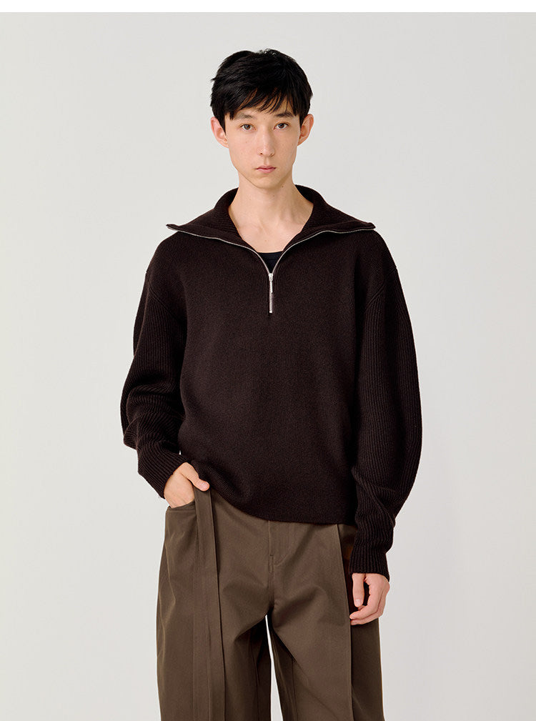 Half-Zip Stand Collar Sweater
