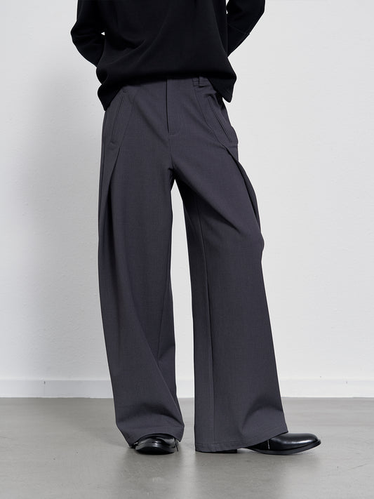 Side pleated casual pants