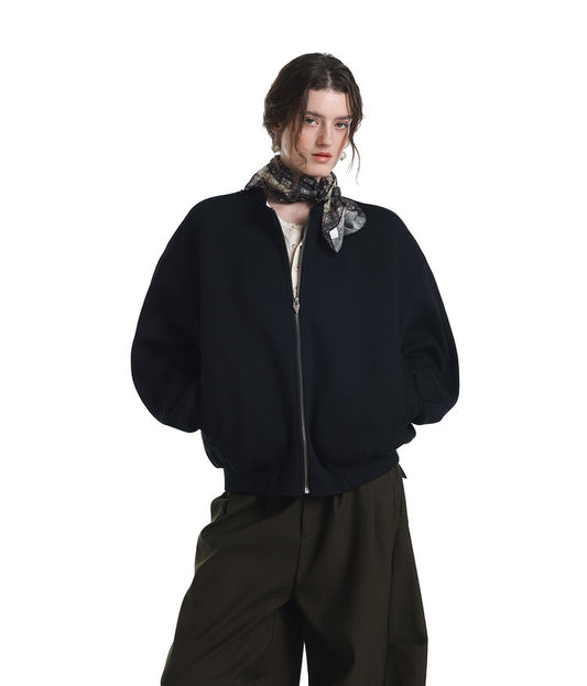 Casual Rib Zip Sweatshirt