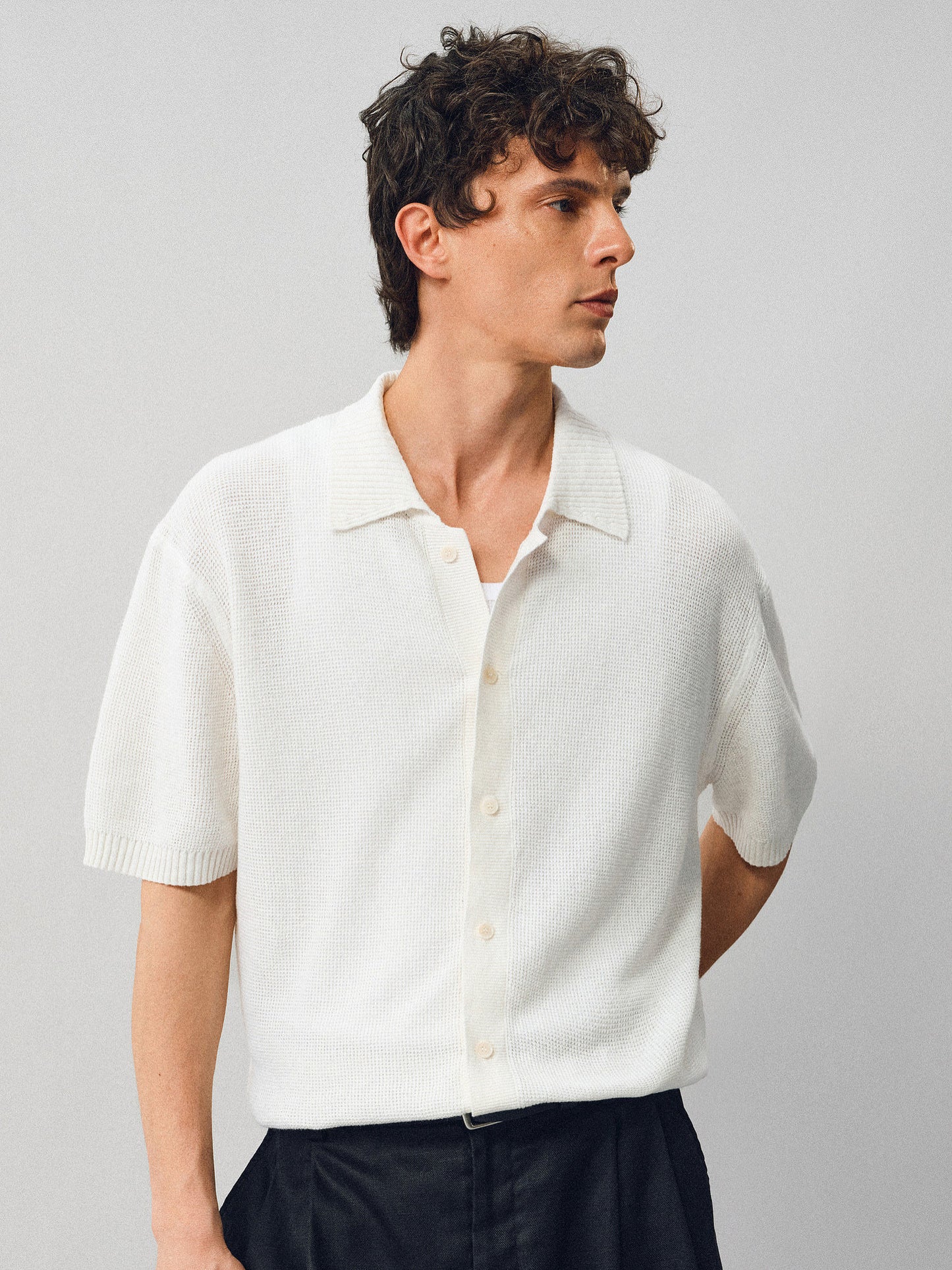 Textured Linen-Cotton Blend Shirt