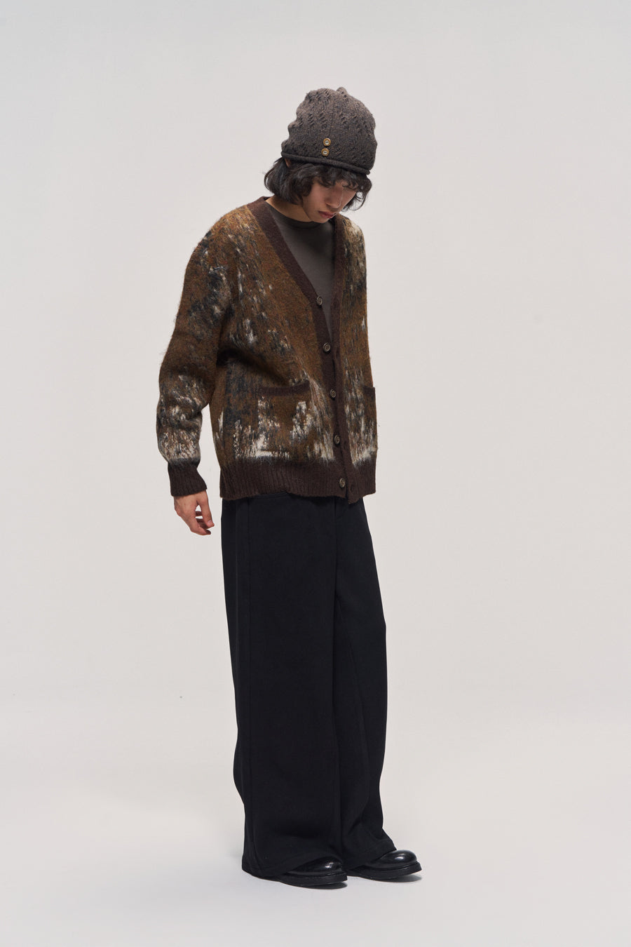 Gradient Wool Blend Cardigan