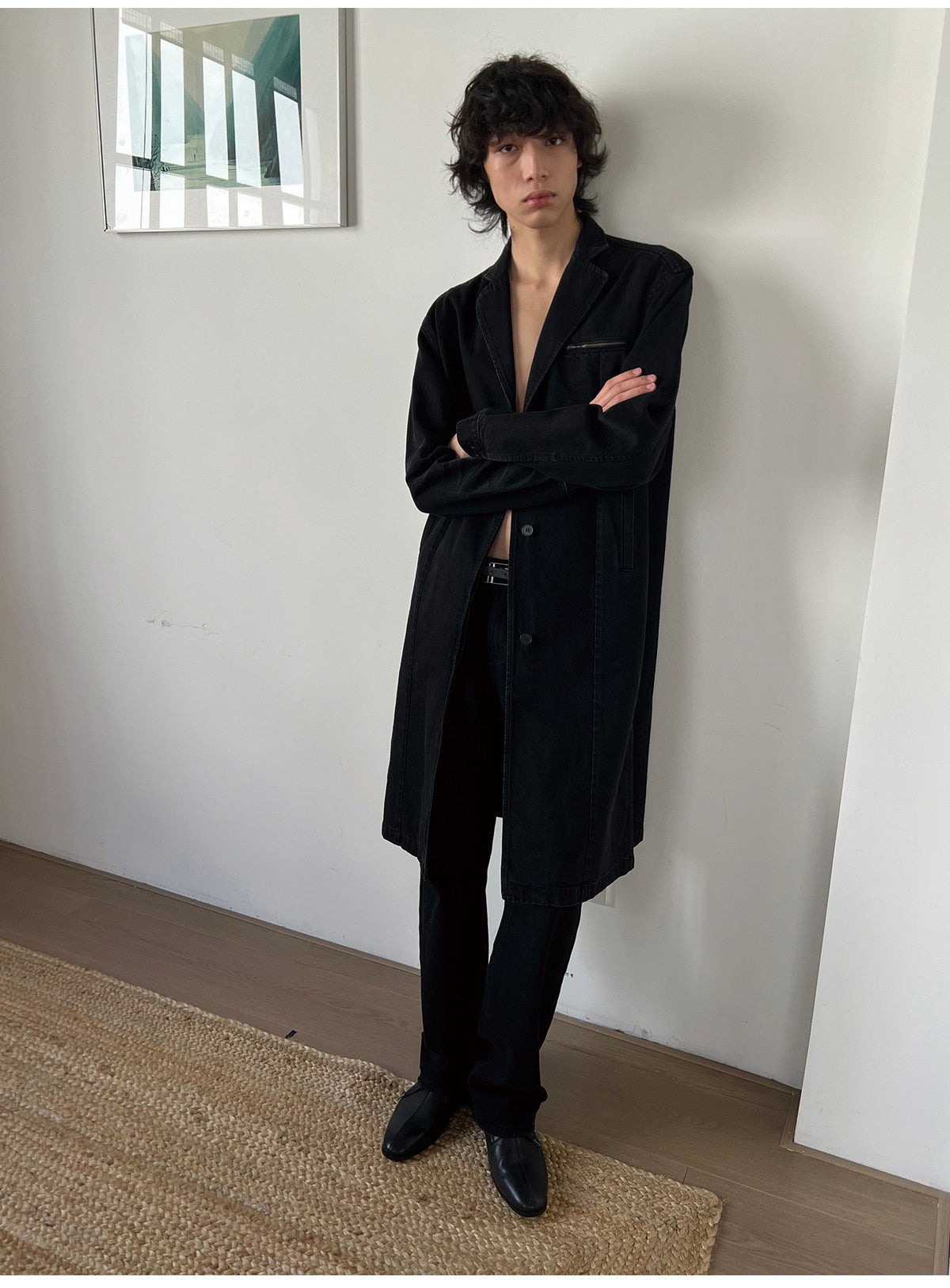 Honeycomb-Wash Denim Coat