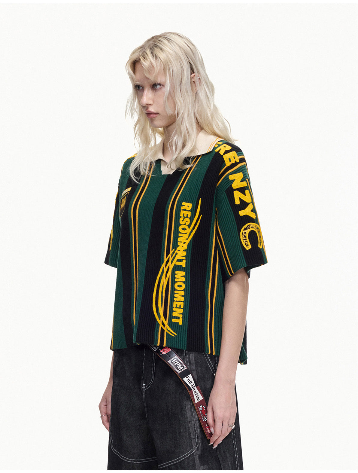 Color-Block Chunky-Knit Polo Shirt