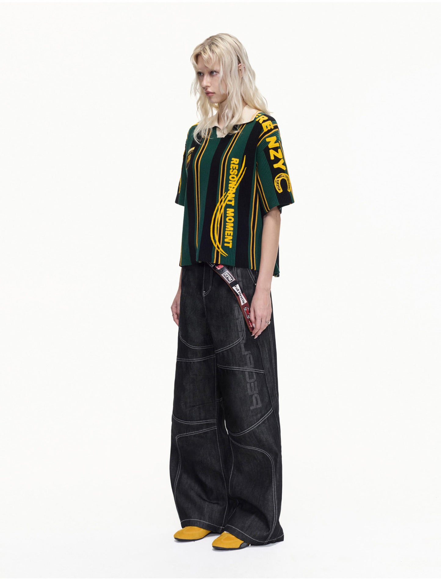 Color-Block Chunky-Knit Polo Shirt