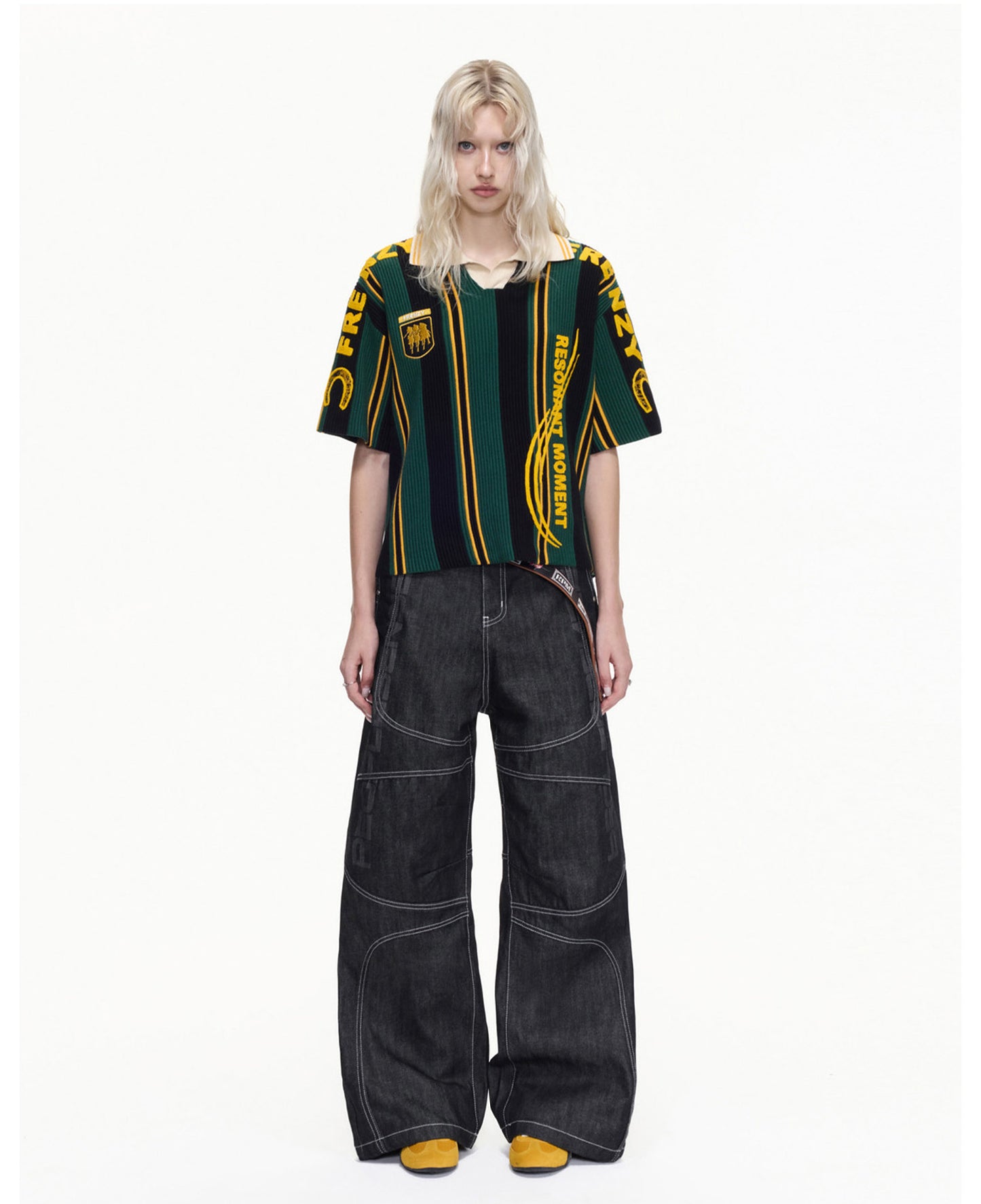 Color-Block Chunky-Knit Polo Shirt