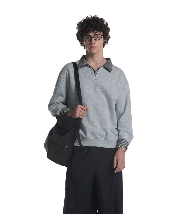 Fake Two-Piece V-Neck Sweatshirt