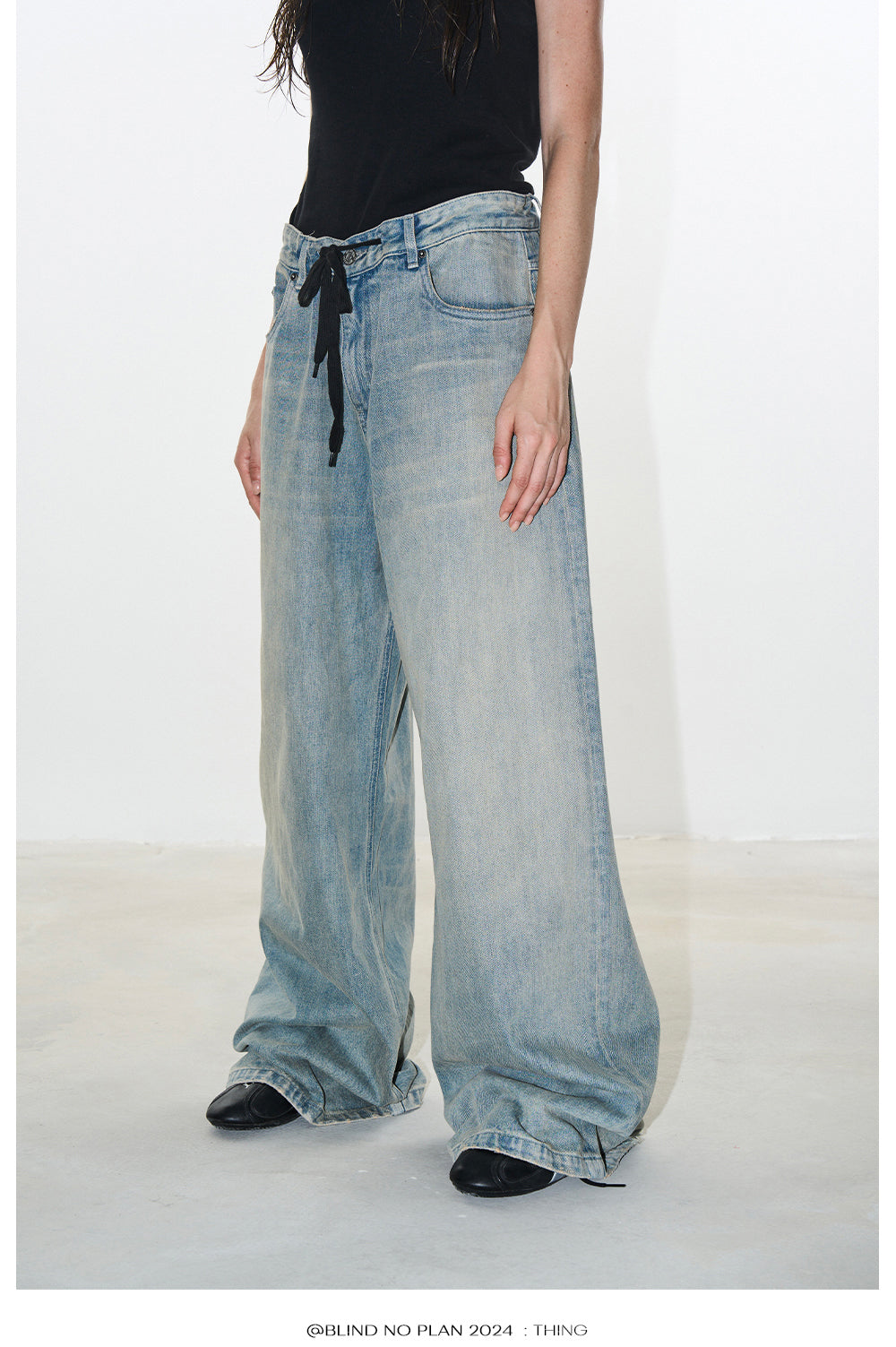 Washed Blue Baggy Jeans