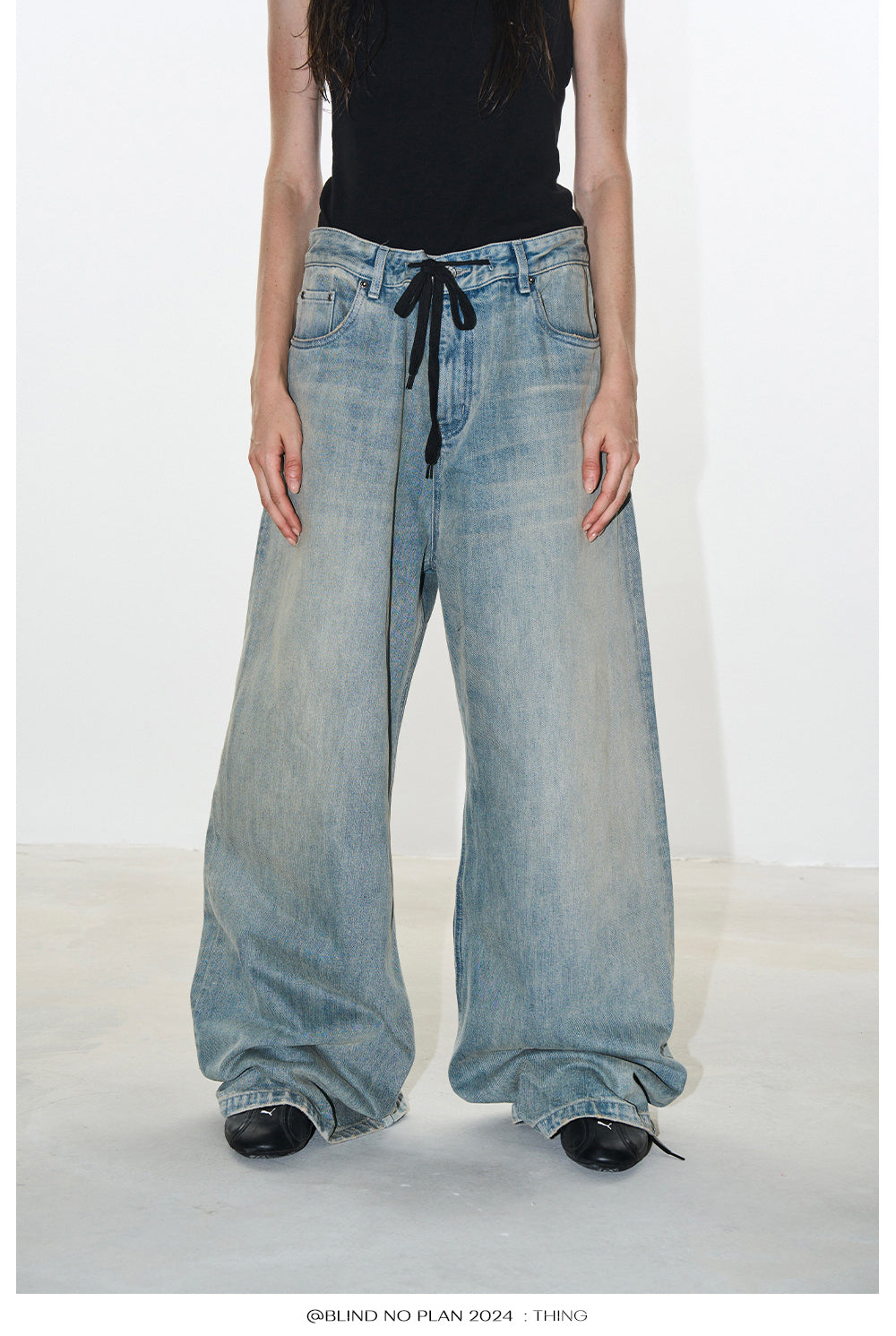 Washed Blue Baggy Jeans