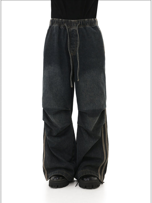 Distressed Striped Jeans