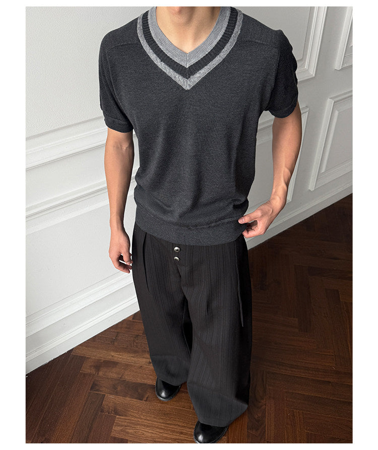 Silk-Wool Blend V-Neck Knit