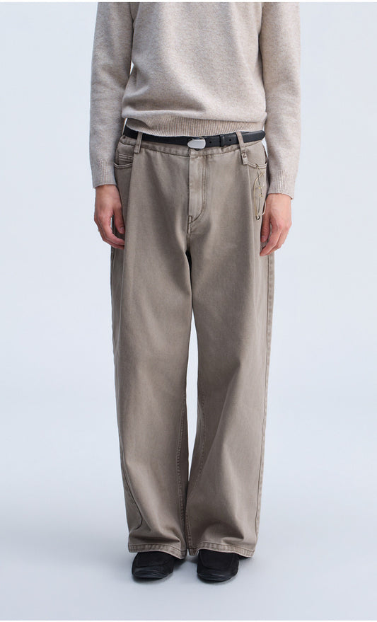Single-Tuck Denim Pants