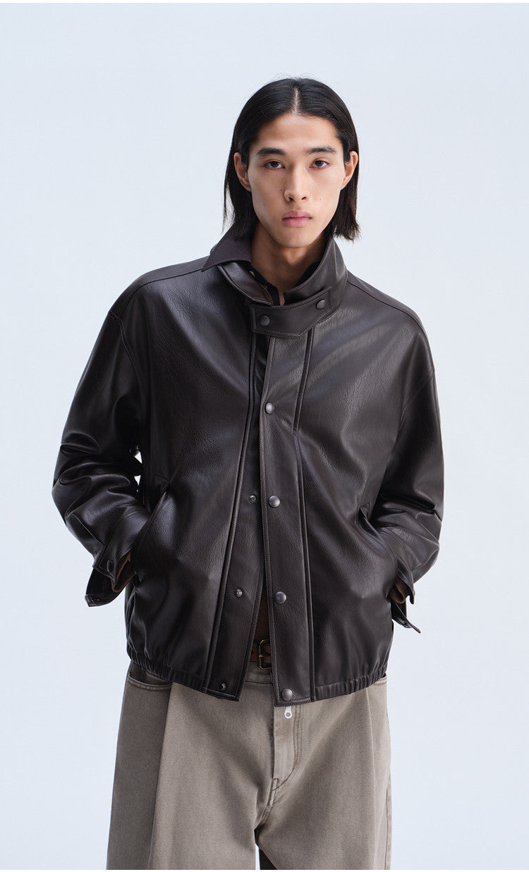 Casual Loose-Fit Harrington Jacket with Double Collar