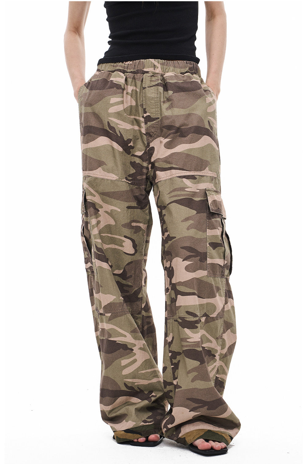 Reversible Camouflage Distressed Work Pants