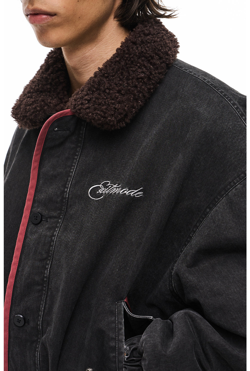 Jacket with a lambswool collar