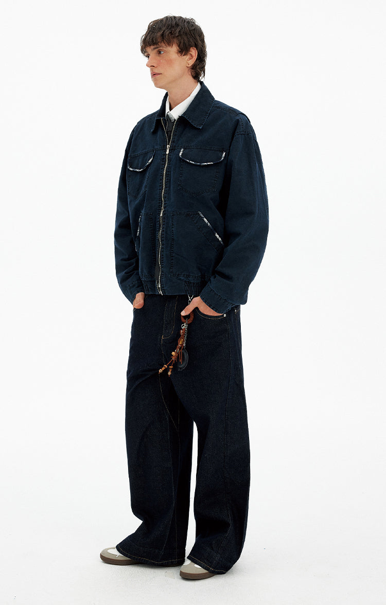 Multi-Pocket Wash-Finished Work Jacket