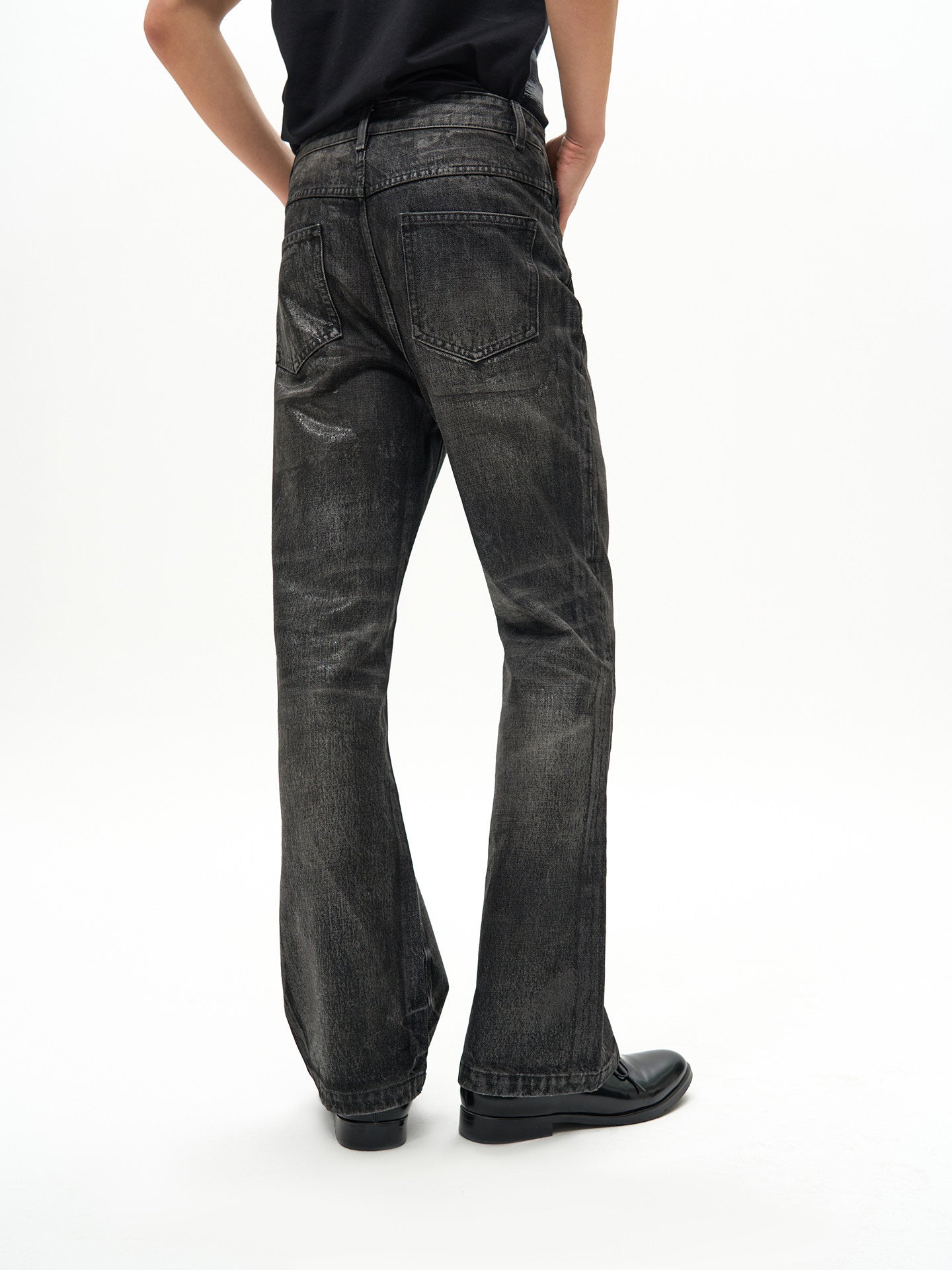 Distressed flare jeans
