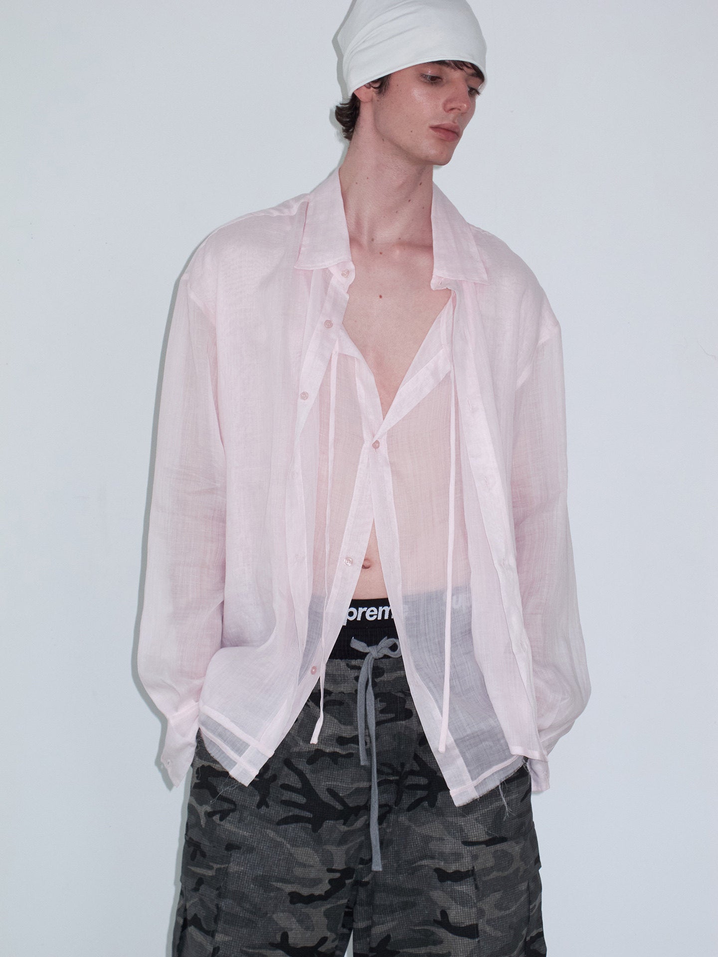 Faux Two-Piece Sheer Shirt