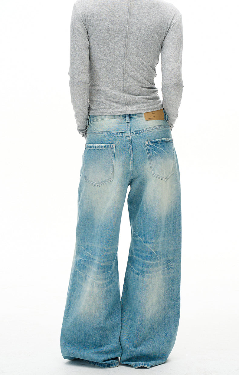 Distressed Straight-Leg Jeans
