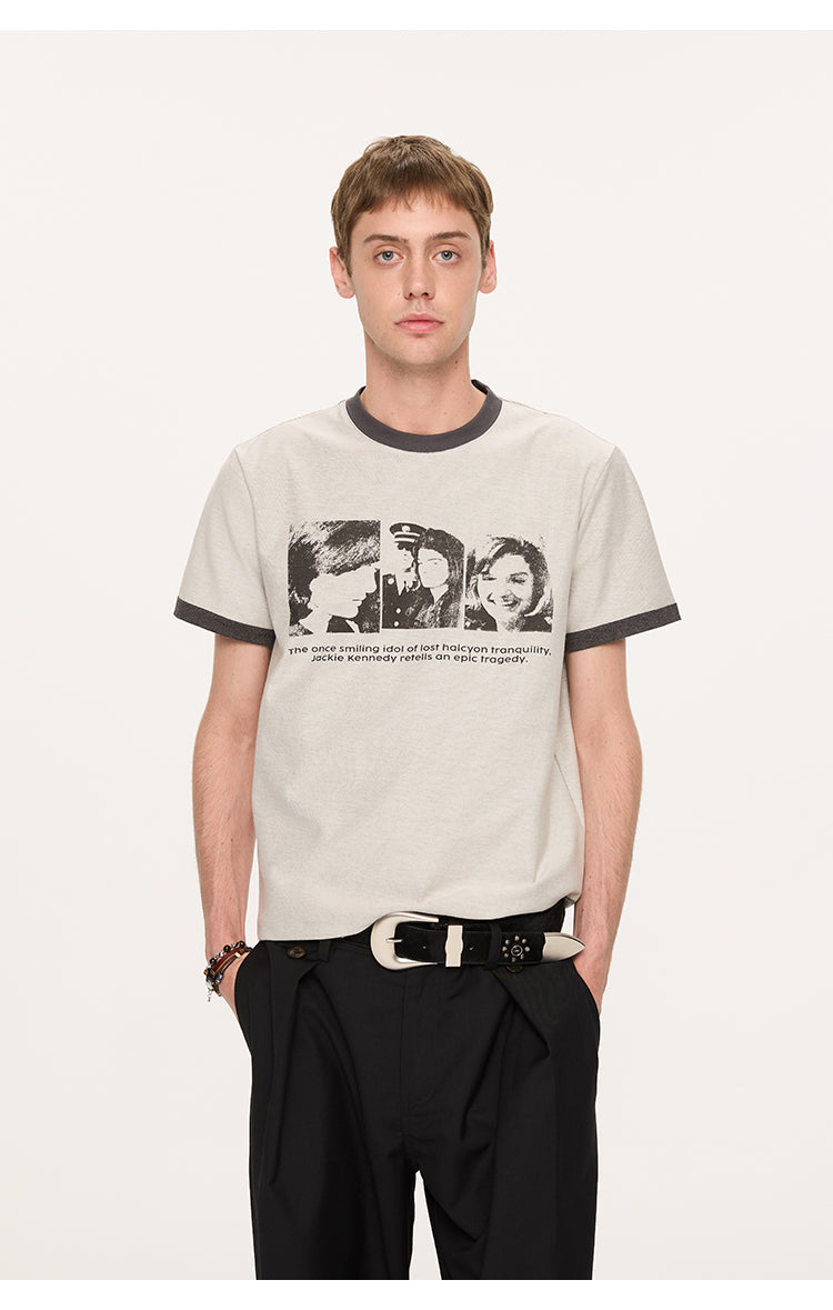 Contrast color shoulder T-shirt