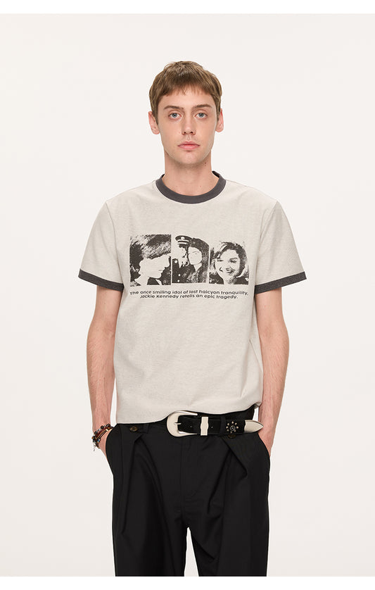 Contrast color shoulder T-shirt