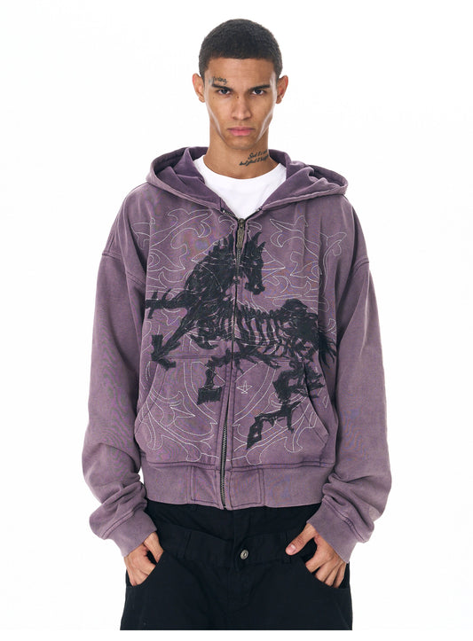 Hand-painted embroidered hoodie