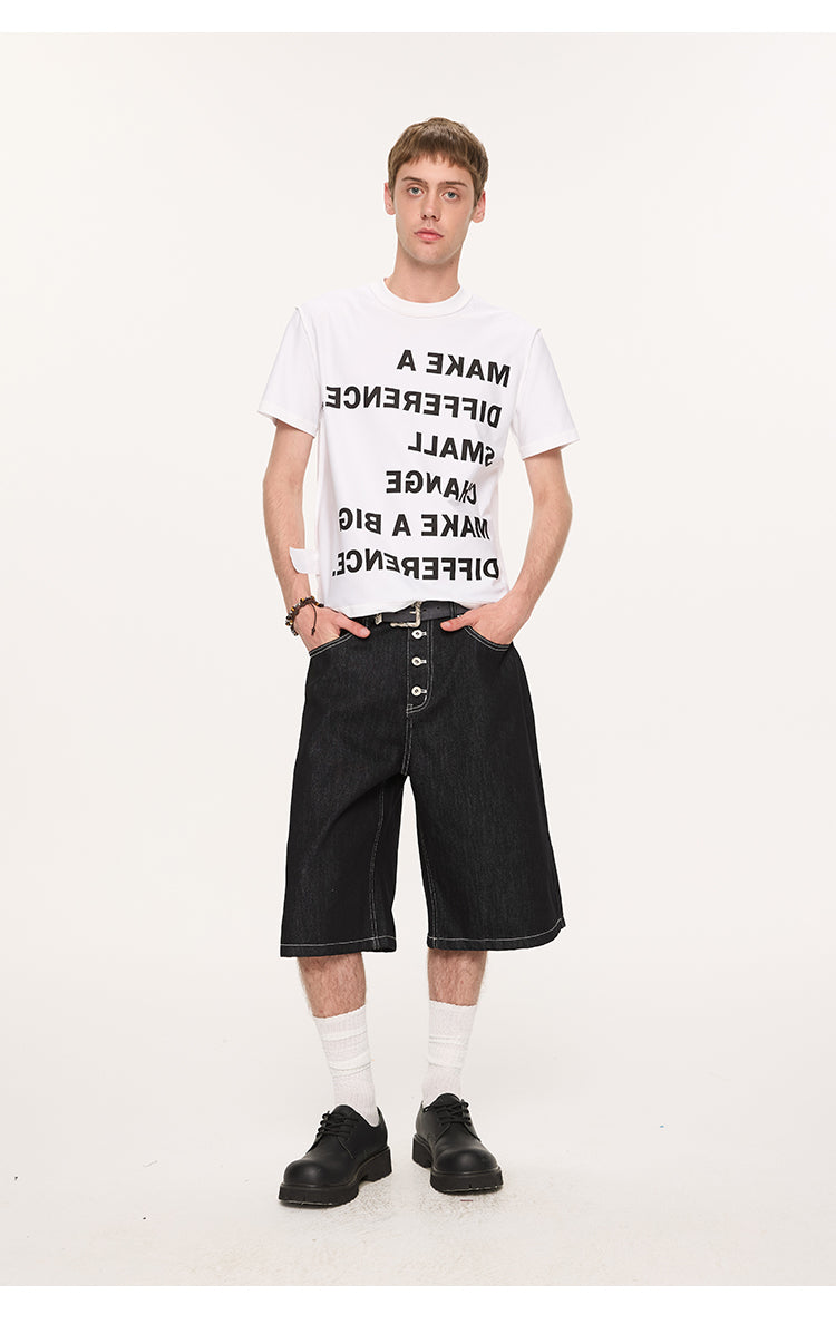 A-line denim shorts with buttons