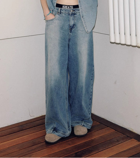Wide Leg Inverted Jeans