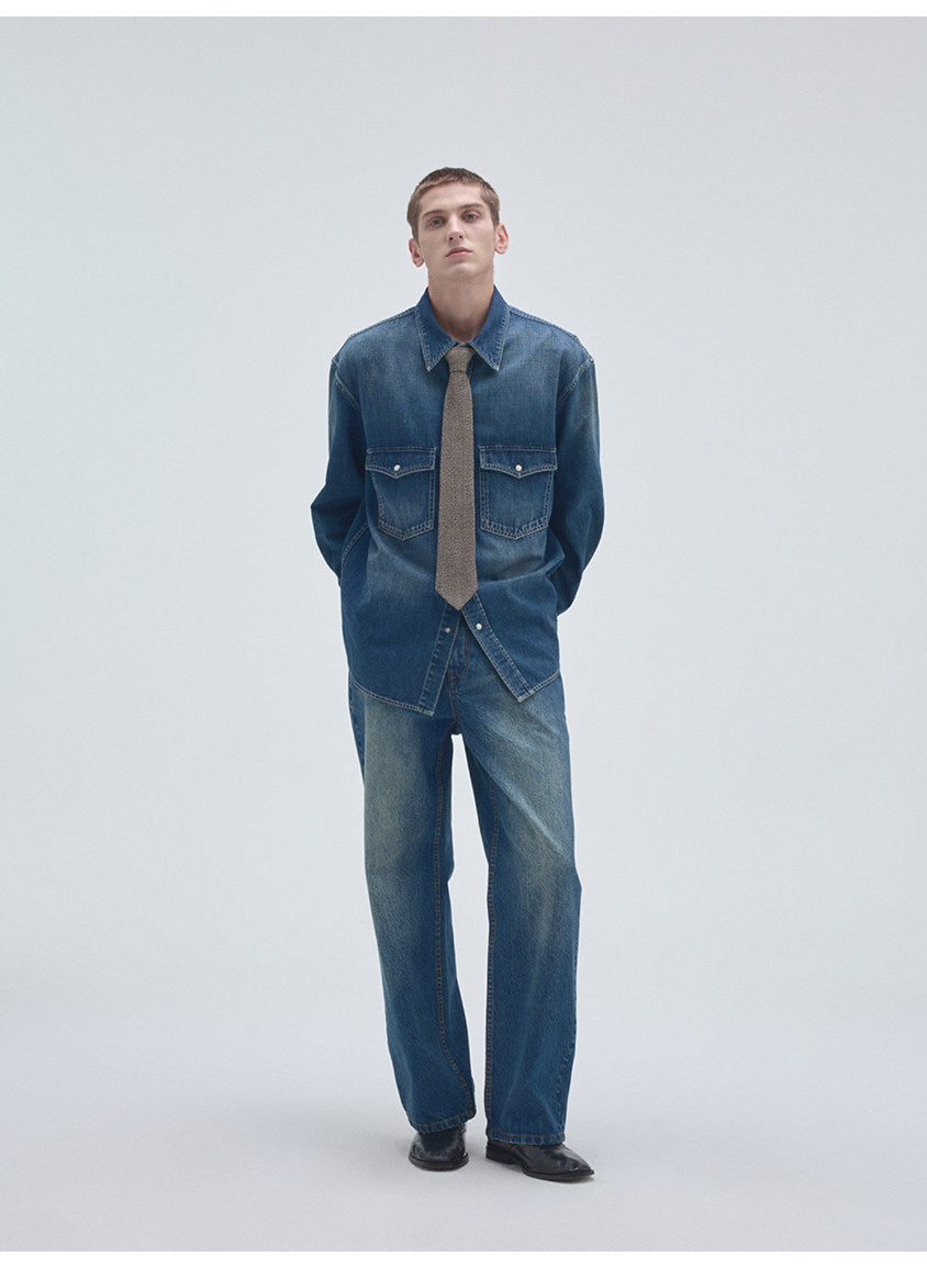 Classic Pocket Retro Denim Shirt