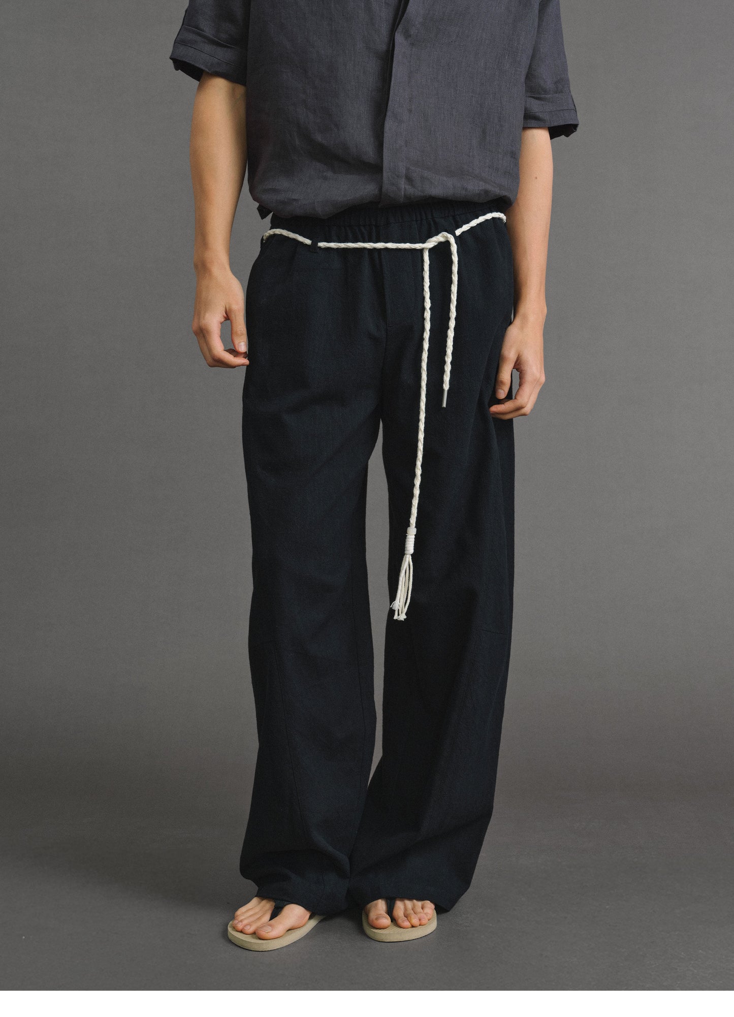 Relaxed Fit Curved-Cut Casual Pants