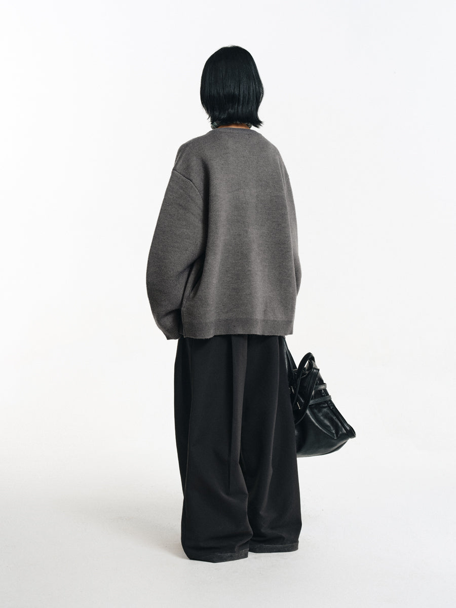 Scimitar Sleeve Round Neck Cardigan