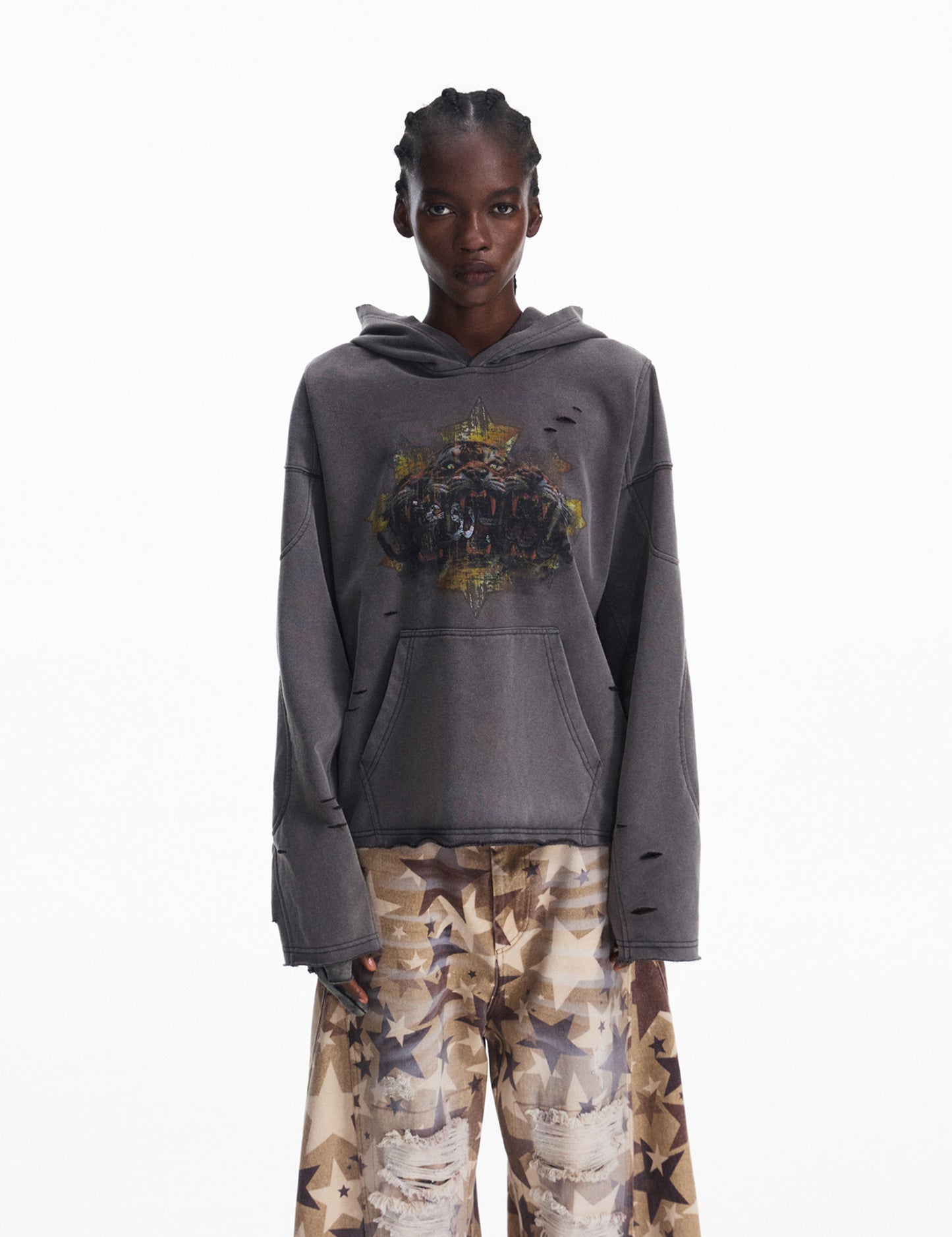 Gradient Gray Hooded Sweatshirt