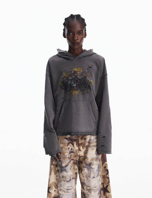 Gradient Gray Hooded Sweatshirt