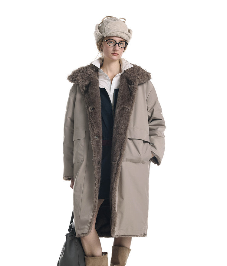Reversible Faux Mink Fur Long Coat