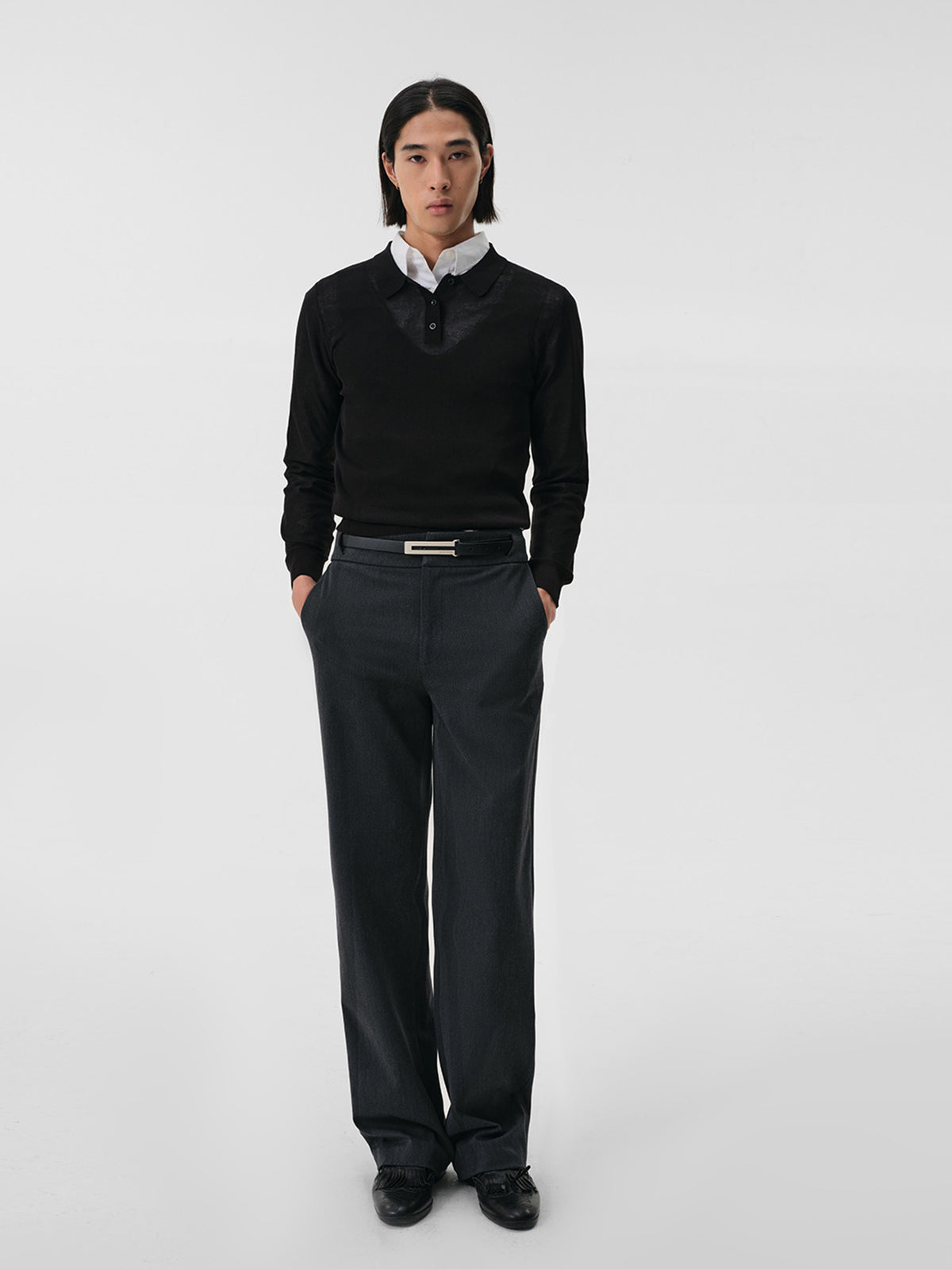 Slim-Fit Faux Two-Piece Polo Shirt