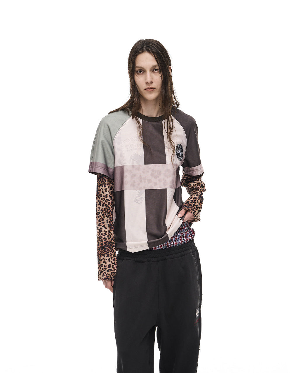Faux Two-Piece Digital-Print Jersey T-Shirt