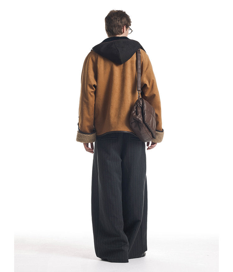 Color Block Horn Button Jacket