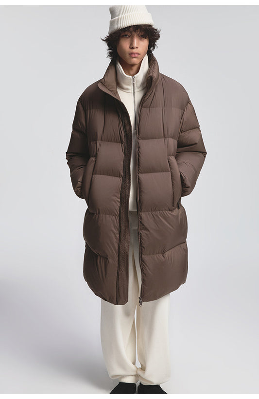 Lightweight Wrinkle-Processed Long Down Coat