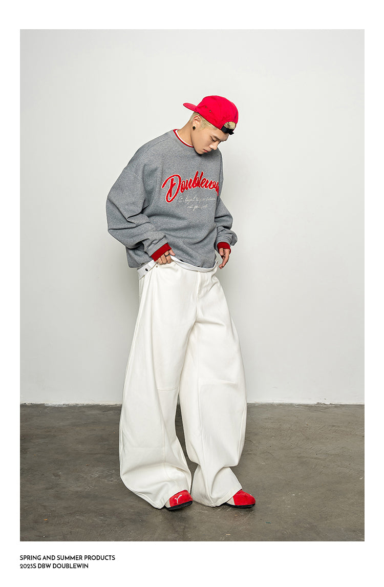 Embroidered Round Neck Sweatshirt