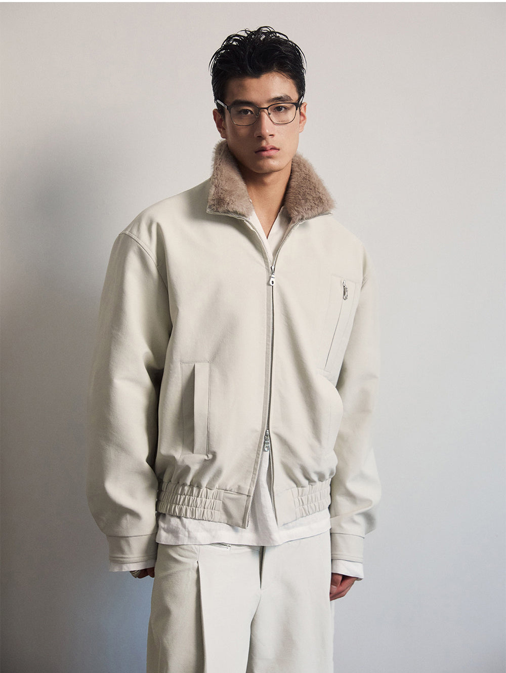 Detachable fur collar jacket