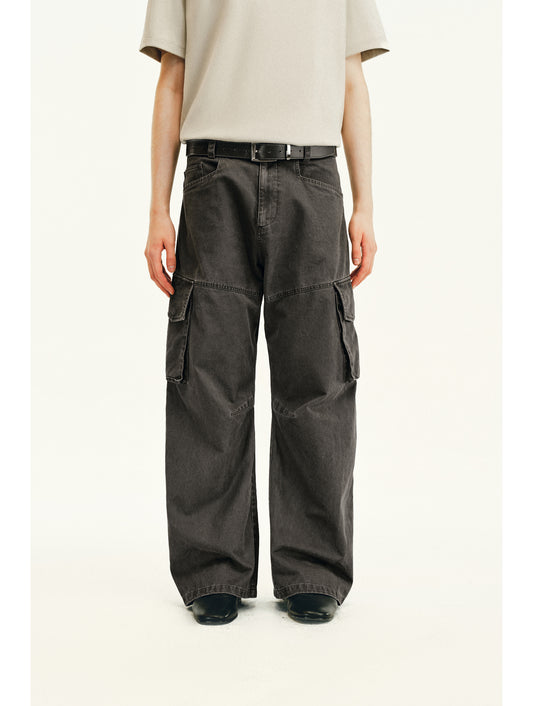 Damage-Washed Casual Pants