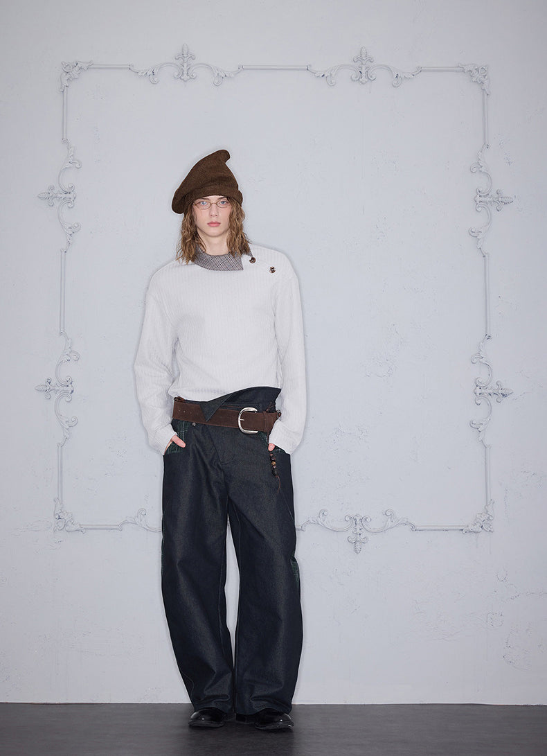 Deconstructed Casual Denim Pants