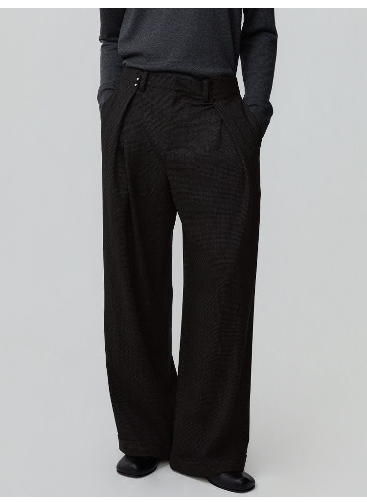 Double-Pleated Waist Casual Pants