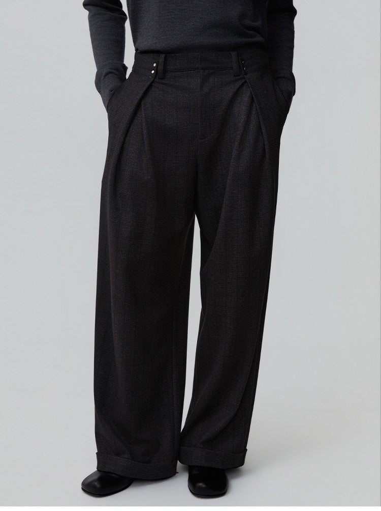 Double-Pleated Waist Casual Pants
