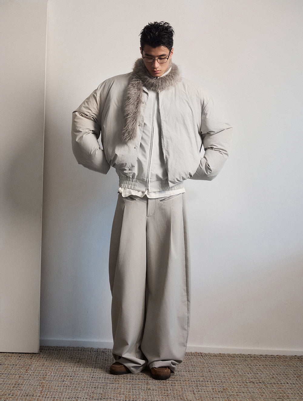 Adjustable Fur Collar Down Jacket