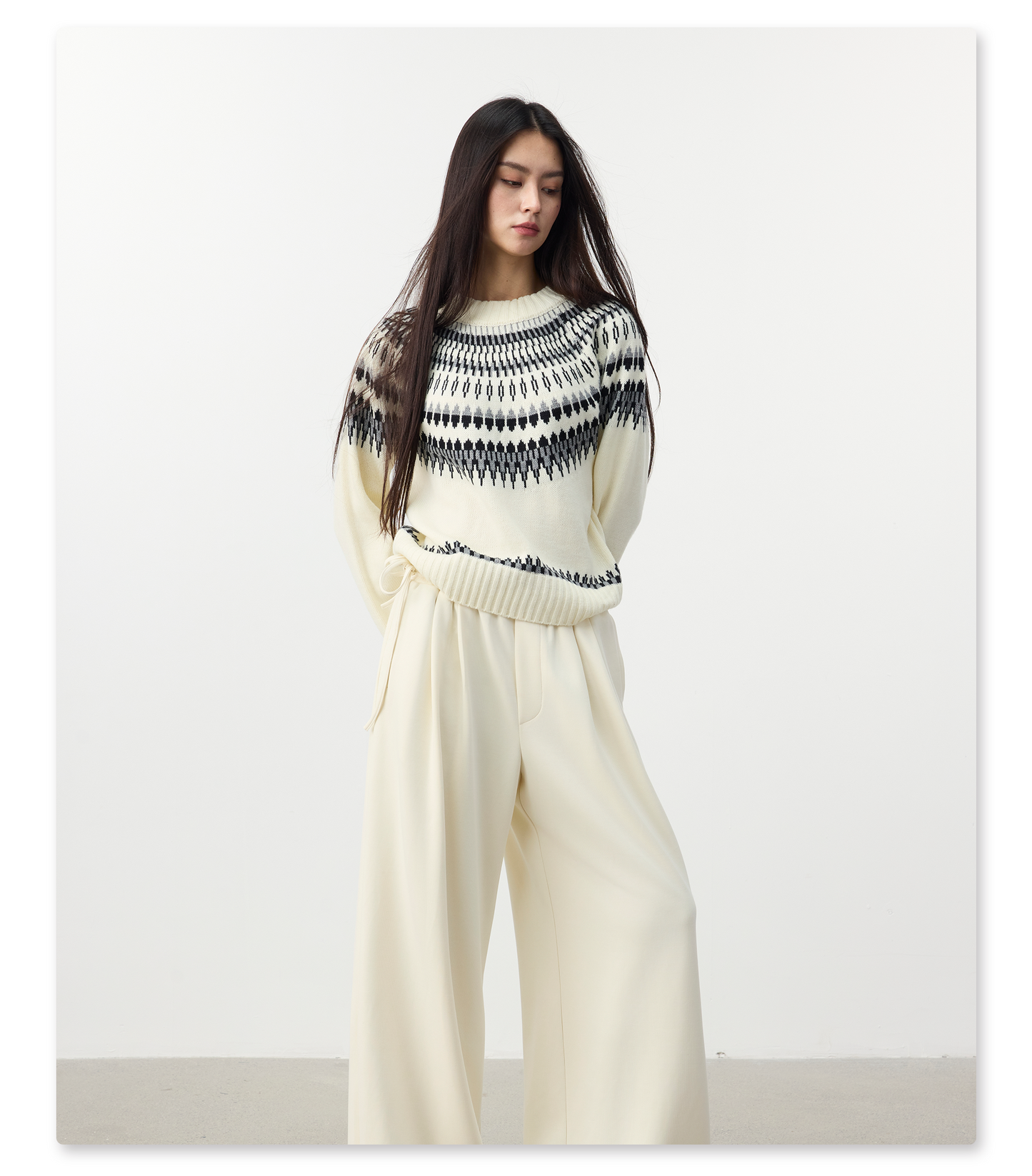 Wool Blend Crew Neck Sweater