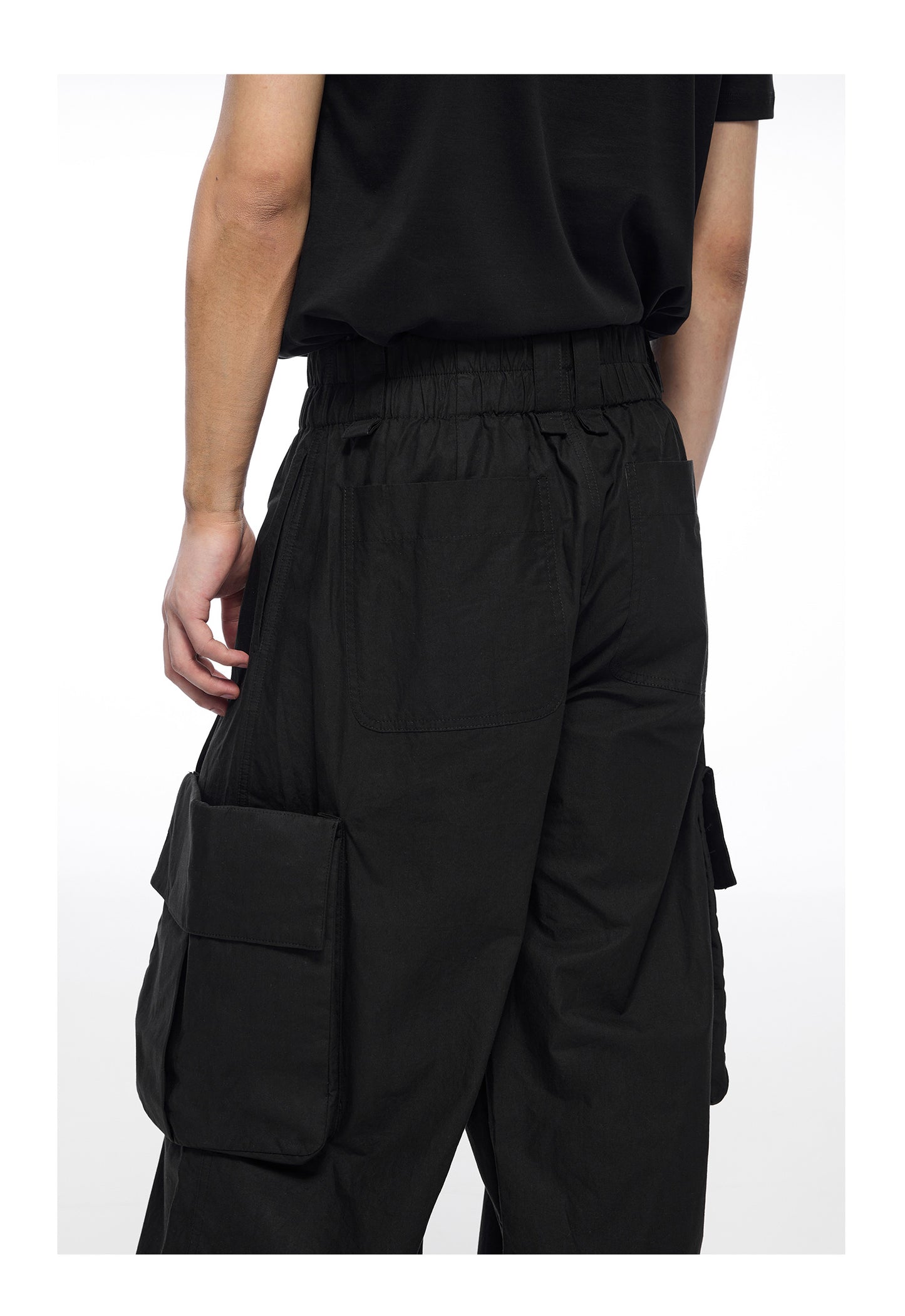 Waist elastic workwear wide pants