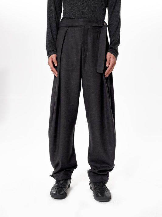 Linen-textured Casual Pants
