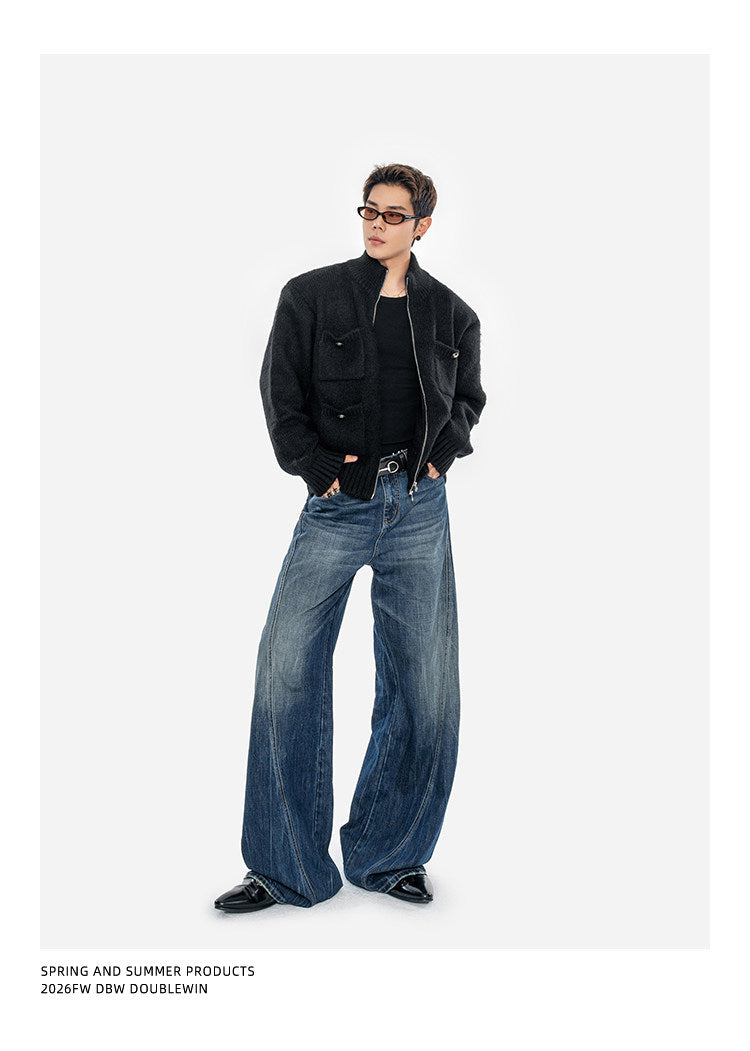 Heavyweight Sweater Jacket with Multiple Pockets